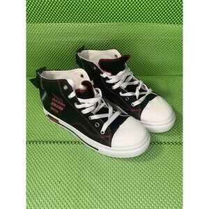FASHION HIGH SNEAKER Unisex Converse Style Black, White And Red Size 8/M -9/W